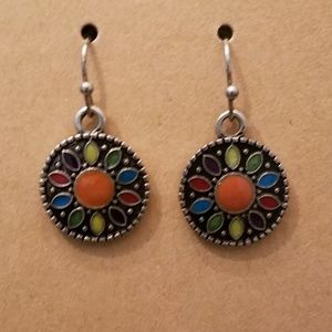 Cute Color Wheel Earrings w/Silver Ear Wires